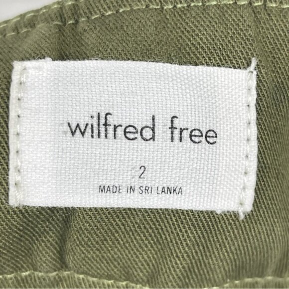 ❌SOLD❌ Aritzia Wide leg Cargo Pants linen cotton olive green tie front size 2 - Picture 10 of 13